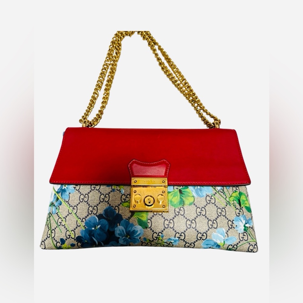 Gucci Padlock GG Supreme Monogram Blooms Shoulder Bag